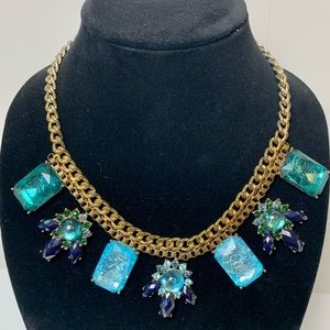 Vintage J. Crew Navy Blue & Aqua Statement Necklace